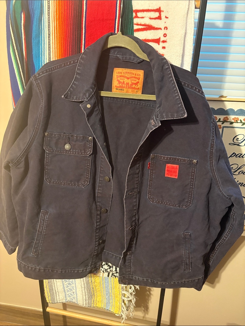 Levi's Men's Dark Navy Utility Shirt Jacket with Red Tab